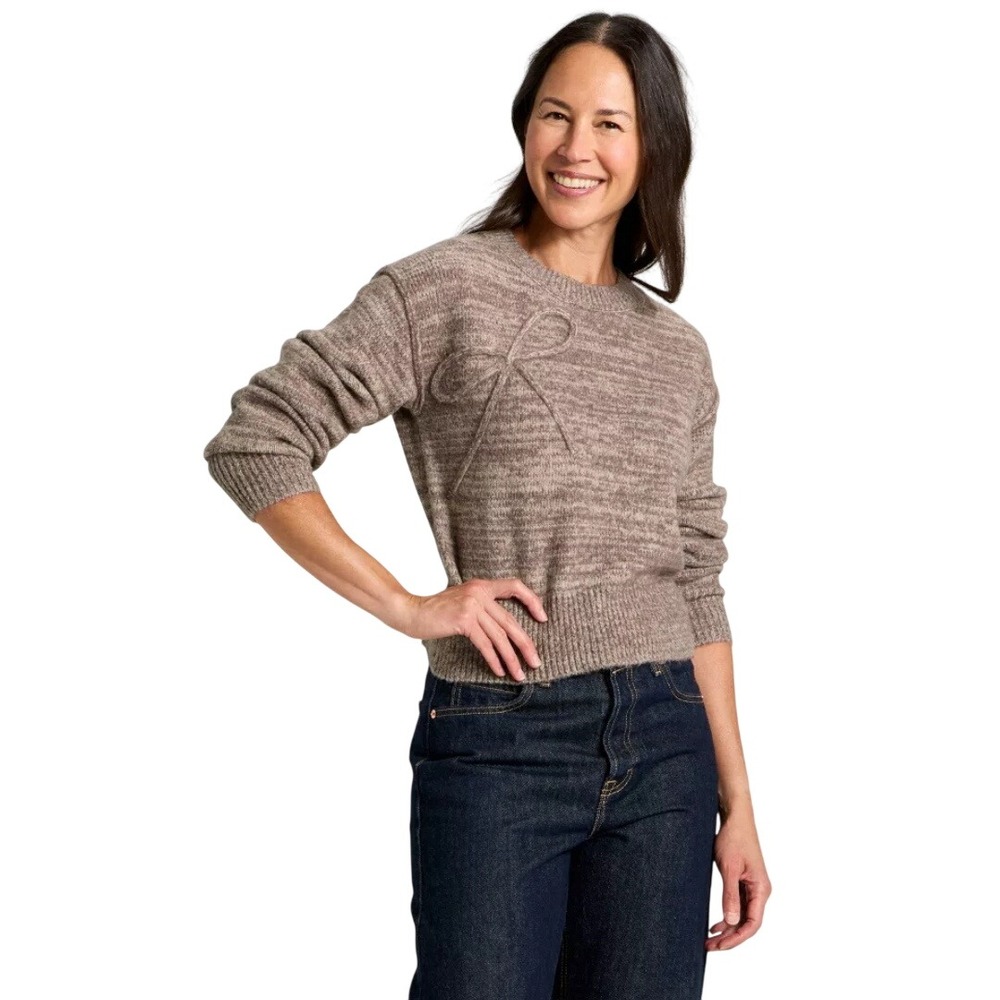Universal Thread Women's Brown Bow Accent Marled Knit Sweater Size XS